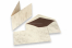 Enveloppe Marbre (96 x 181 mm) et carte (90 x 173 mm) - marbré beige, doublure intérieure beige | Paysdesenveloppes.be